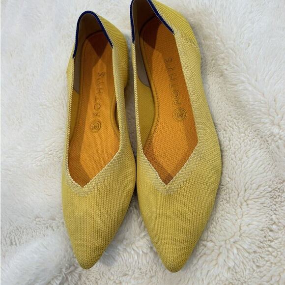 Rothys Shoes 10 Yellow Flat Ballet The Point Washable Eco Recycled 10 Pre Owned - Picture 2 of 7